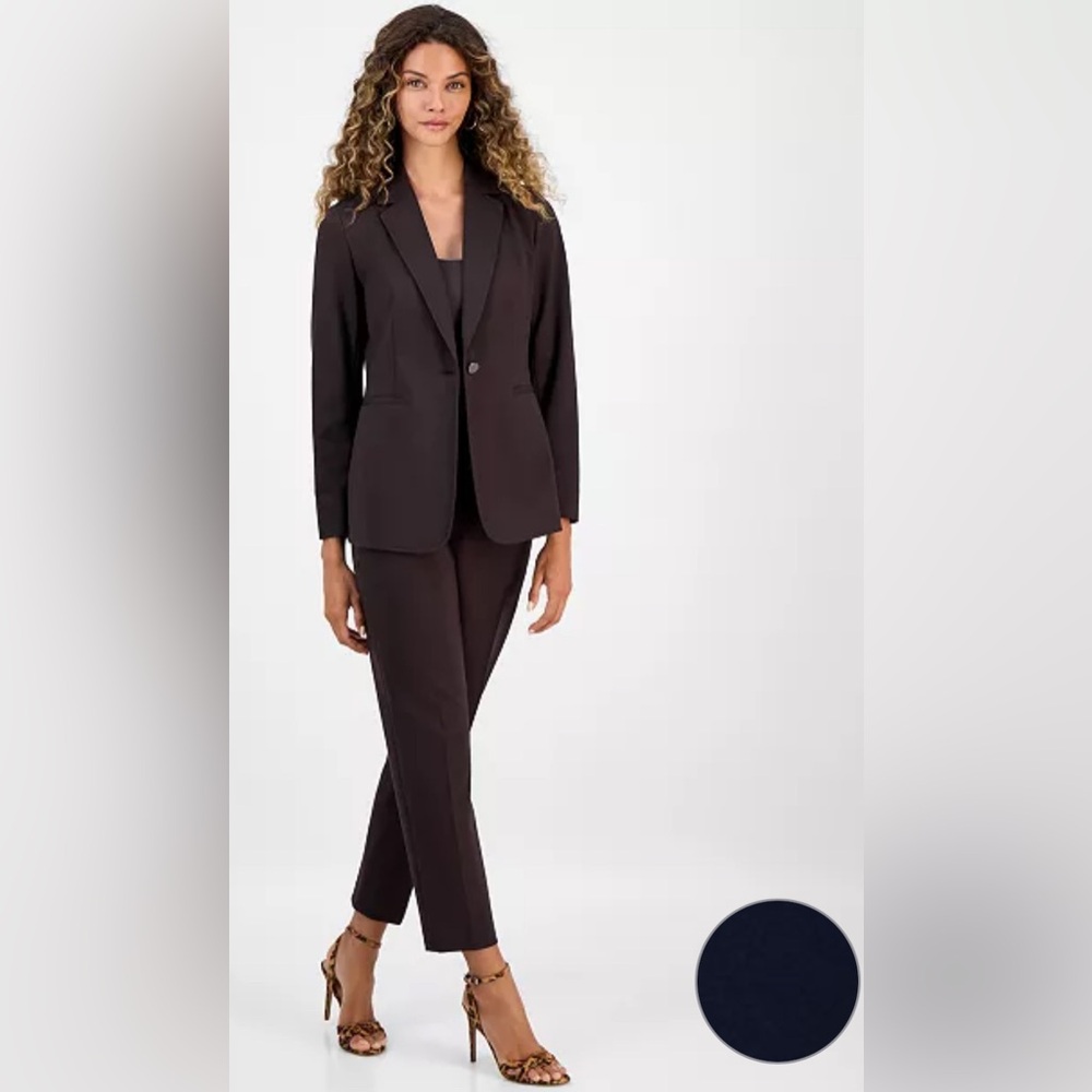 Women's One-Button Blazer Suit Separates,Black